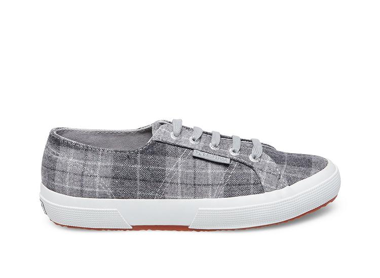 Superga 2750 Woolplaidw Light Grey - Womens Superga Lace Up Shoes